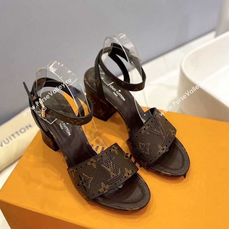 Louis Vuitton Monogram Bloom Sandals 7.5cm in Cutout Monogram Canvas 2024 032001 (MD-240320078)