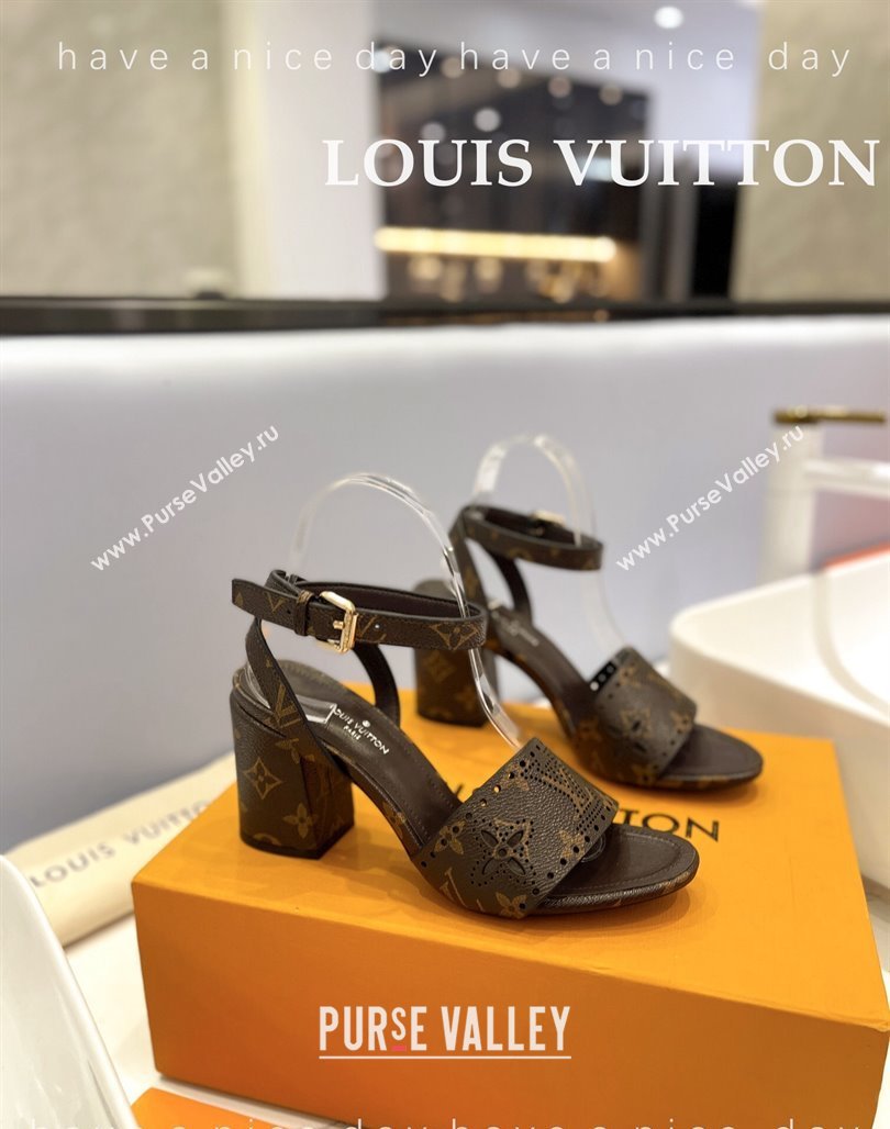 Louis Vuitton Monogram Bloom Sandals 7.5cm in Cutout Monogram Canvas 2024 032001 (MD-240320078)