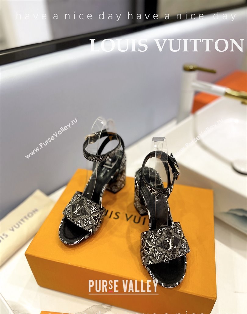 Louis Vuitton Since 1854 Monogram Bloom Sandals 7.5cm Black 2024 032001 (MD-240320081)