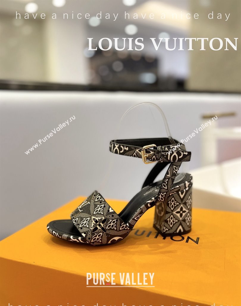 Louis Vuitton Since 1854 Monogram Bloom Sandals 7.5cm Black 2024 032001 (MD-240320081)