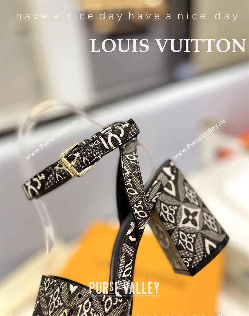 Louis Vuitton Since 1854 Monogram Bloom Sandals 7.5cm Black 2024 032001 (MD-240320081)