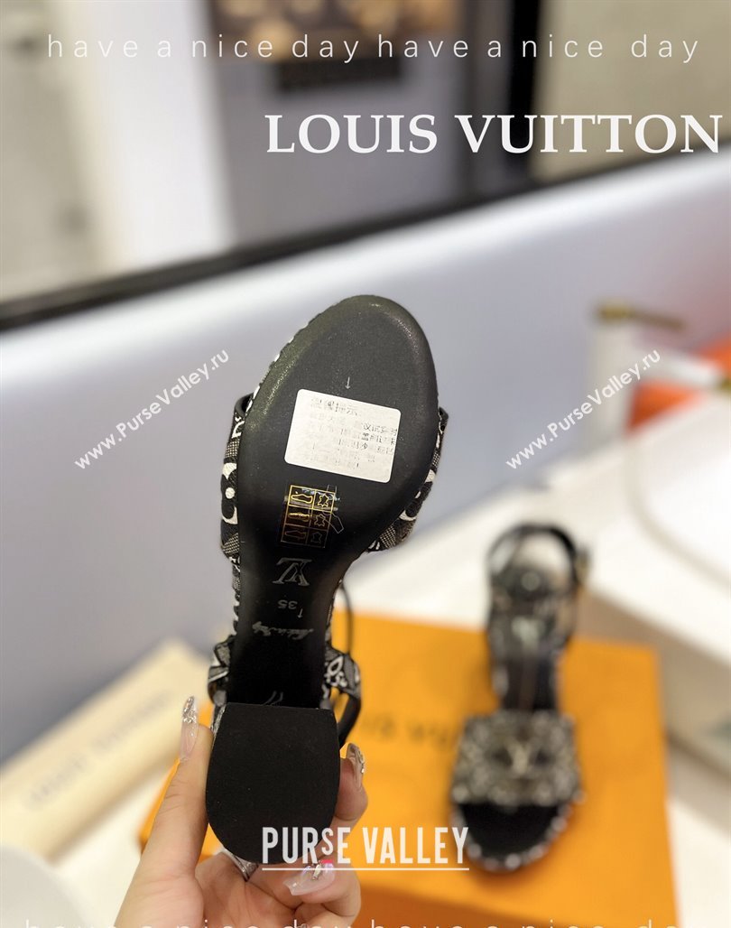 Louis Vuitton Since 1854 Monogram Bloom Sandals 7.5cm Black 2024 032001 (MD-240320081)