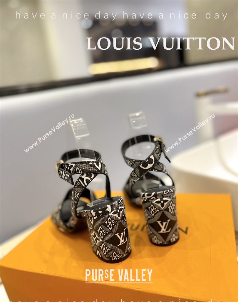 Louis Vuitton Since 1854 Monogram Bloom Sandals 7.5cm Black 2024 032001 (MD-240320081)