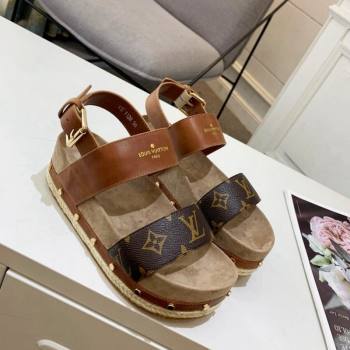 Louis Vuitton Flat Sandals in Leather and Canvas Brown 2024 0321 (MD-240321010)