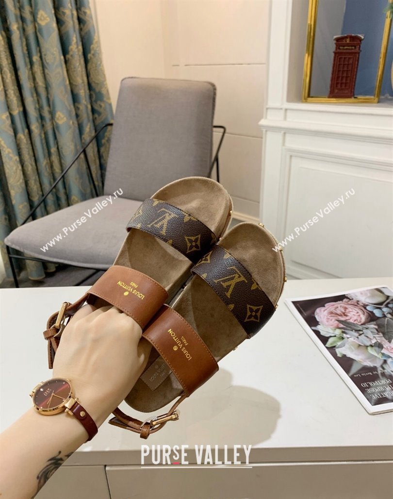 Louis Vuitton Flat Sandals in Leather and Canvas Brown 2024 0321 (MD-240321010)