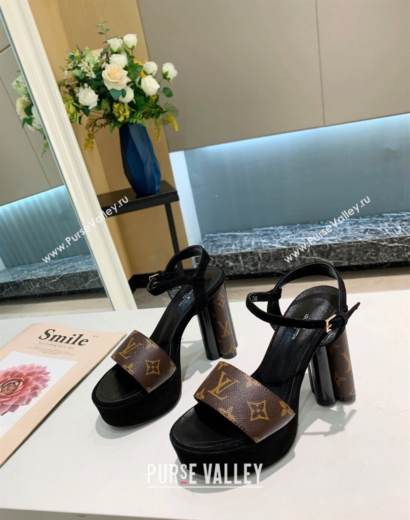 Louis Vuitton Platform Sandals 11.5cm in Monogram Canvas and Suede 2024 0321 (MD-240321012)