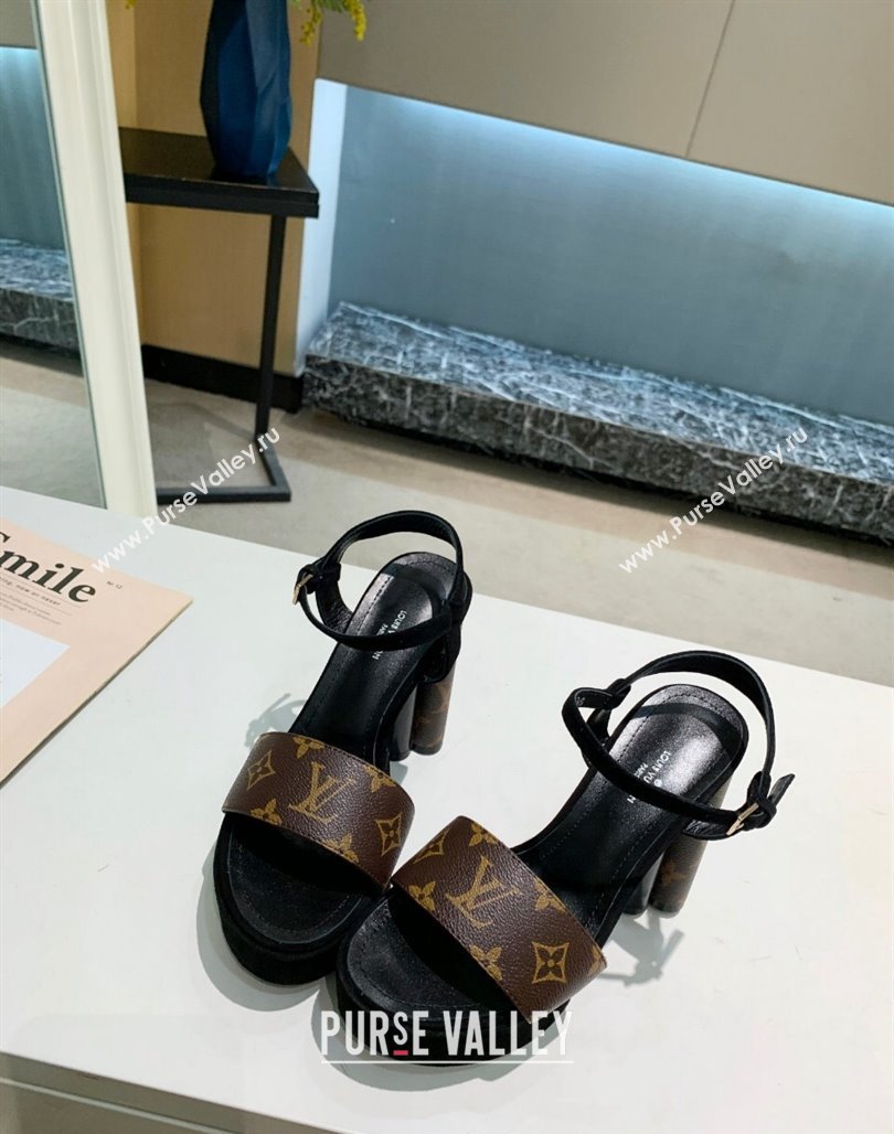 Louis Vuitton Platform Sandals 11.5cm in Monogram Canvas and Suede 2024 0321 (MD-240321012)