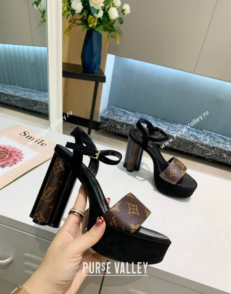 Louis Vuitton Platform Sandals 11.5cm in Monogram Canvas and Suede 2024 0321 (MD-240321012)