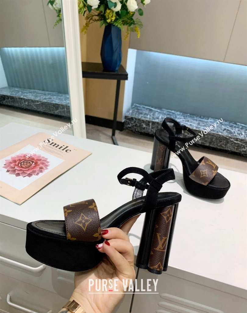 Louis Vuitton Platform Sandals 11.5cm in Monogram Canvas and Suede 2024 0321 (MD-240321012)