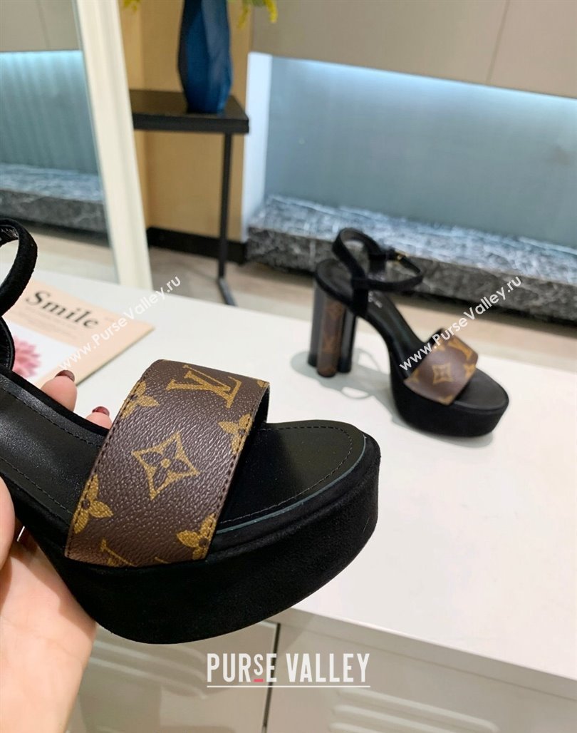 Louis Vuitton Platform Sandals 11.5cm in Monogram Canvas and Suede 2024 0321 (MD-240321012)