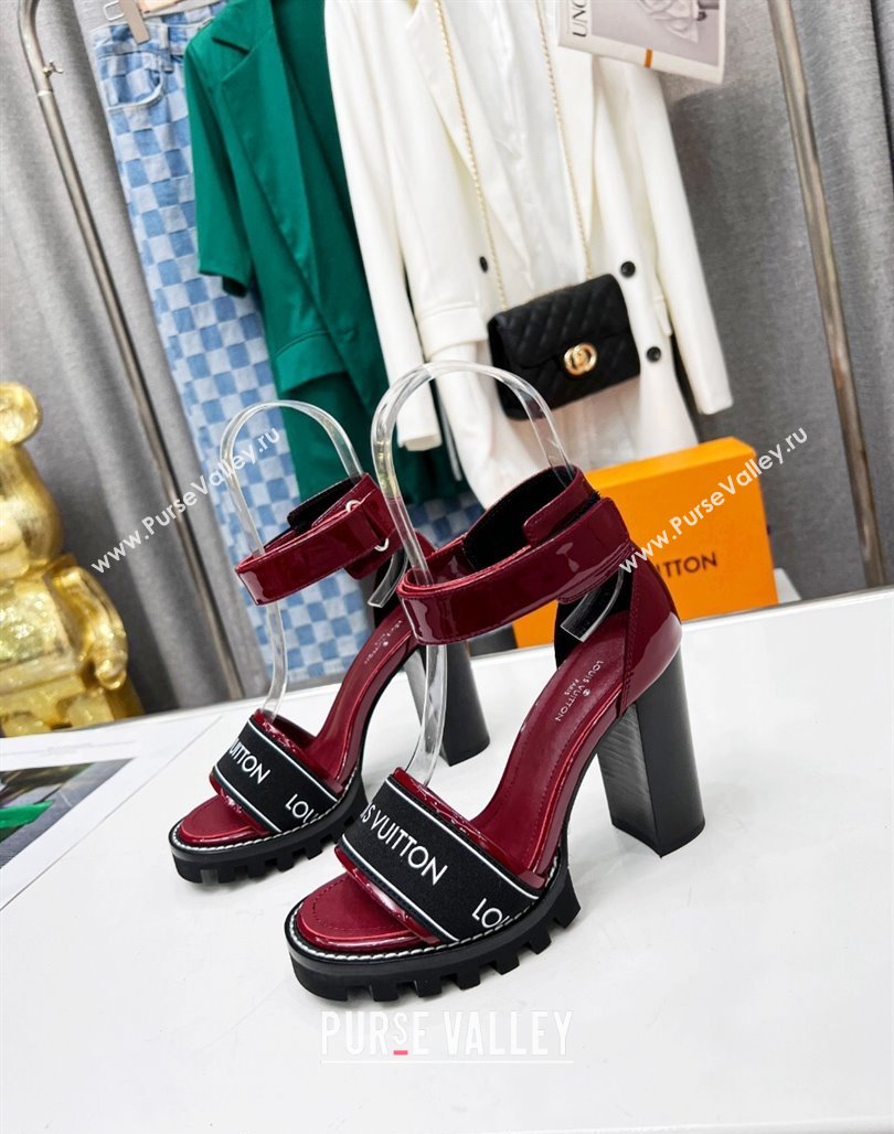 Louis Vuitton Patent Leather Heel Sandals 9cm with Logo Strap Red 2024 0321 (MD-240321026)