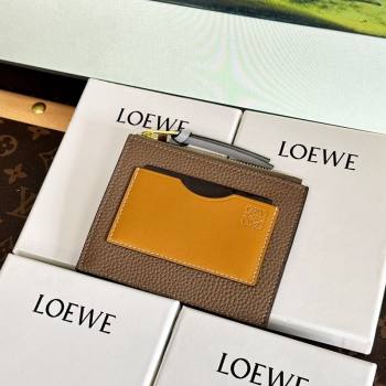 Loewe Large Coin Card Holder in Soft Grained Leather Grey 2024 0402 (HY-240402127)