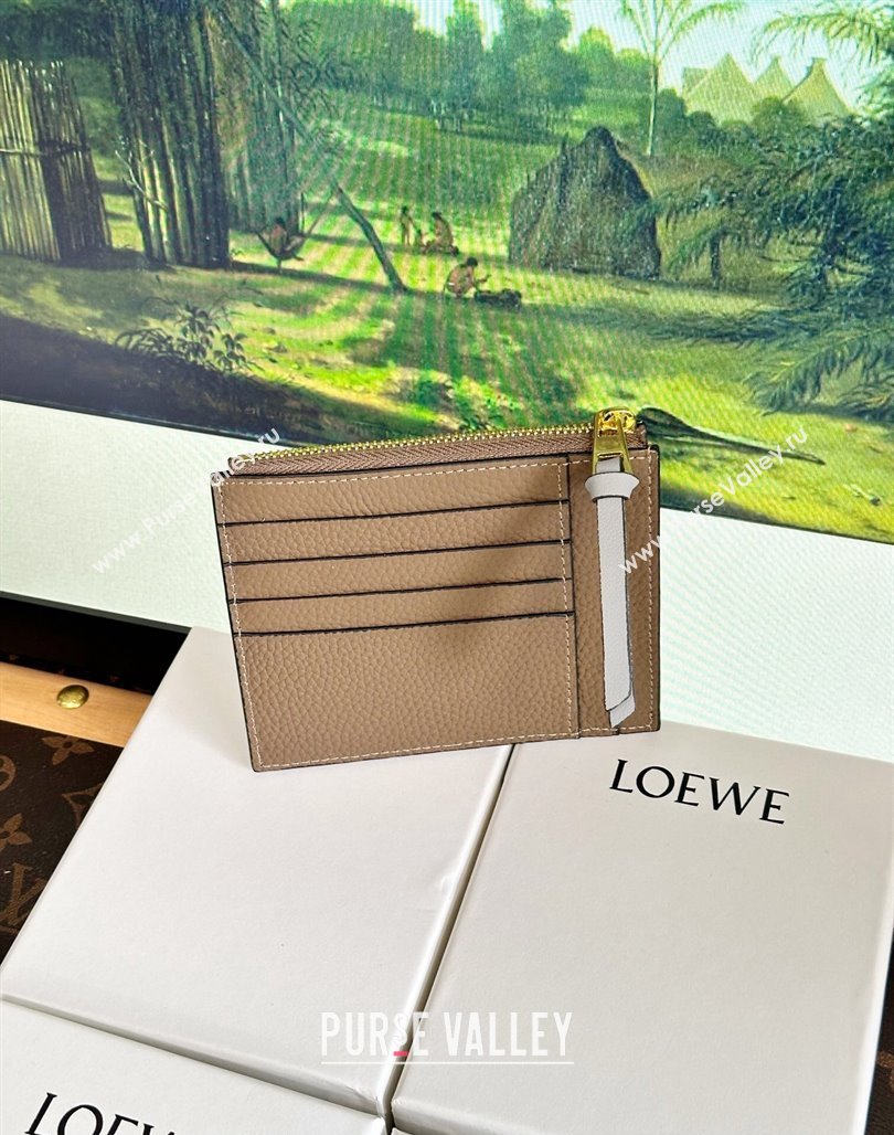 Loewe Large Coin Card Holder in Soft Grained Leather Grey 2024 0402 (HY-240402127)