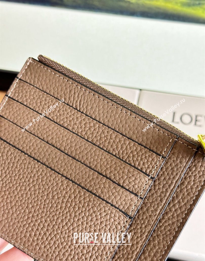 Loewe Large Coin Card Holder in Soft Grained Leather Grey 2024 0402 (HY-240402127)