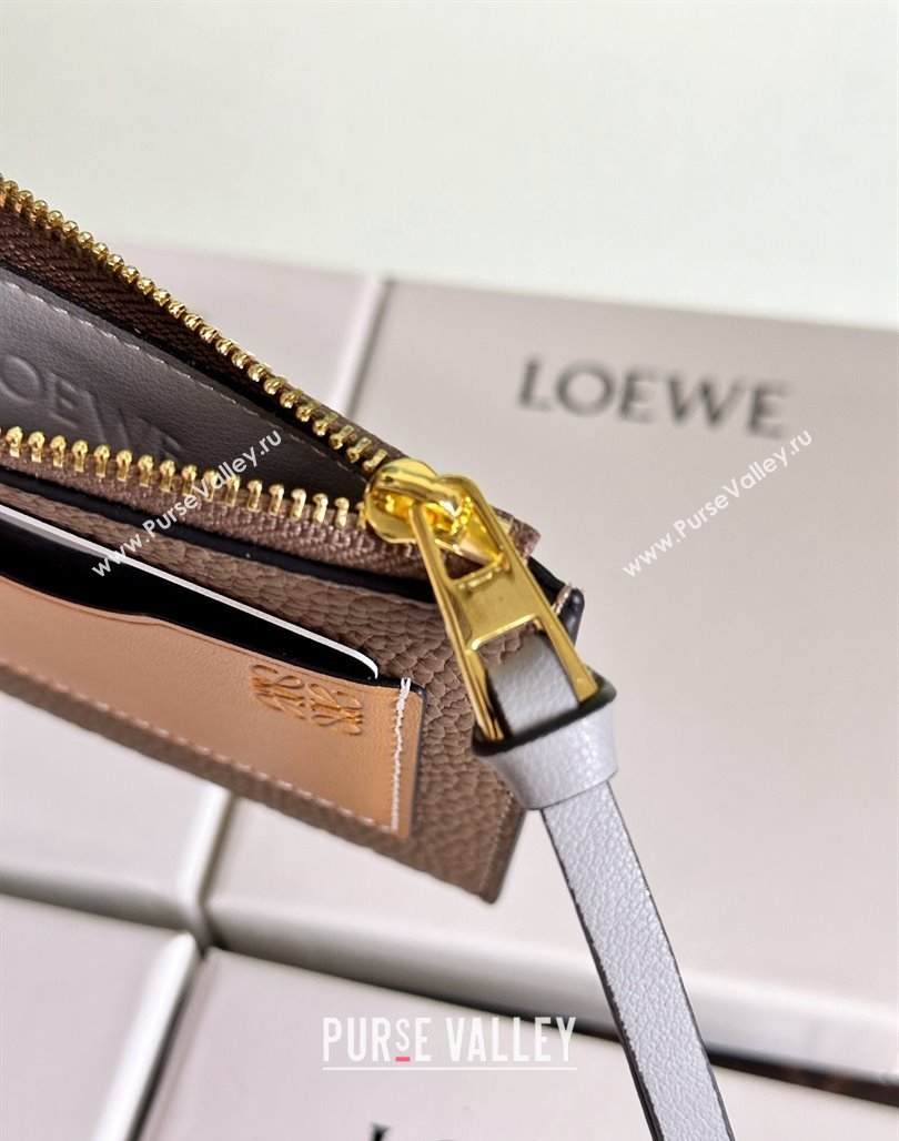 Loewe Large Coin Card Holder in Soft Grained Leather Grey 2024 0402 (HY-240402127)