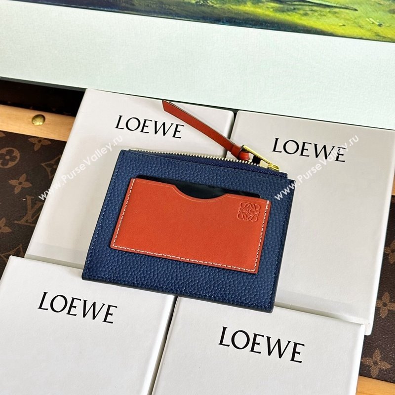 Loewe Large Coin Card Holder in Soft Grained Leather Blue 2024 0402 (HY-240402128)