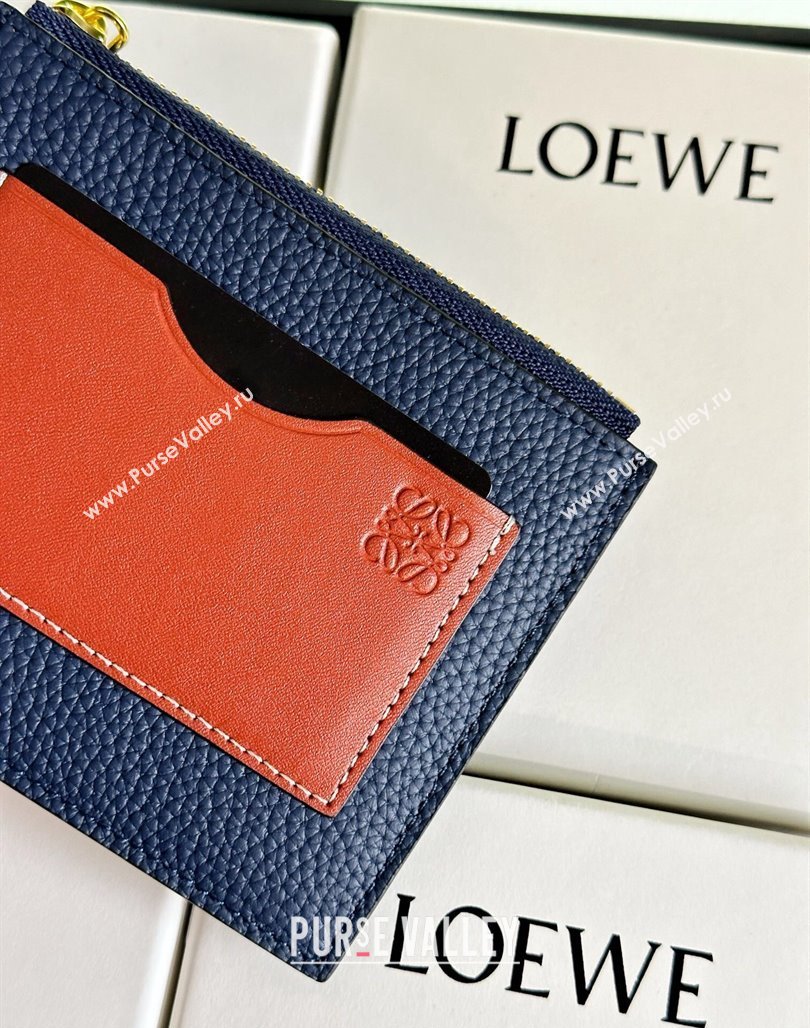 Loewe Large Coin Card Holder in Soft Grained Leather Blue 2024 0402 (HY-240402128)