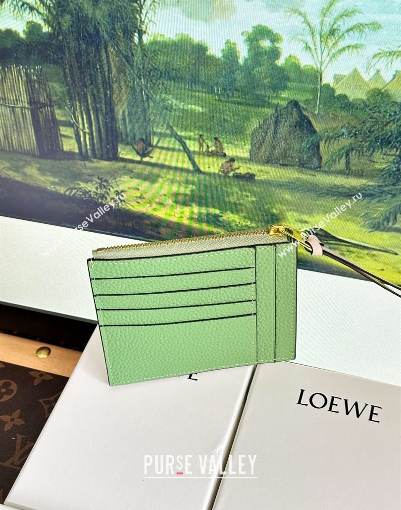Loewe Large Coin Card Holder in Soft Grained Leather Green 2024 0402 (HY-240402130)