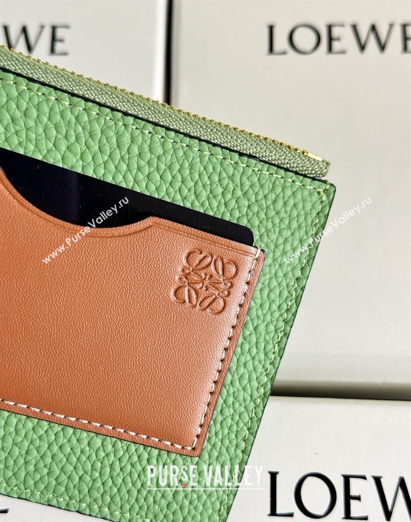 Loewe Large Coin Card Holder in Soft Grained Leather Green 2024 0402 (HY-240402130)