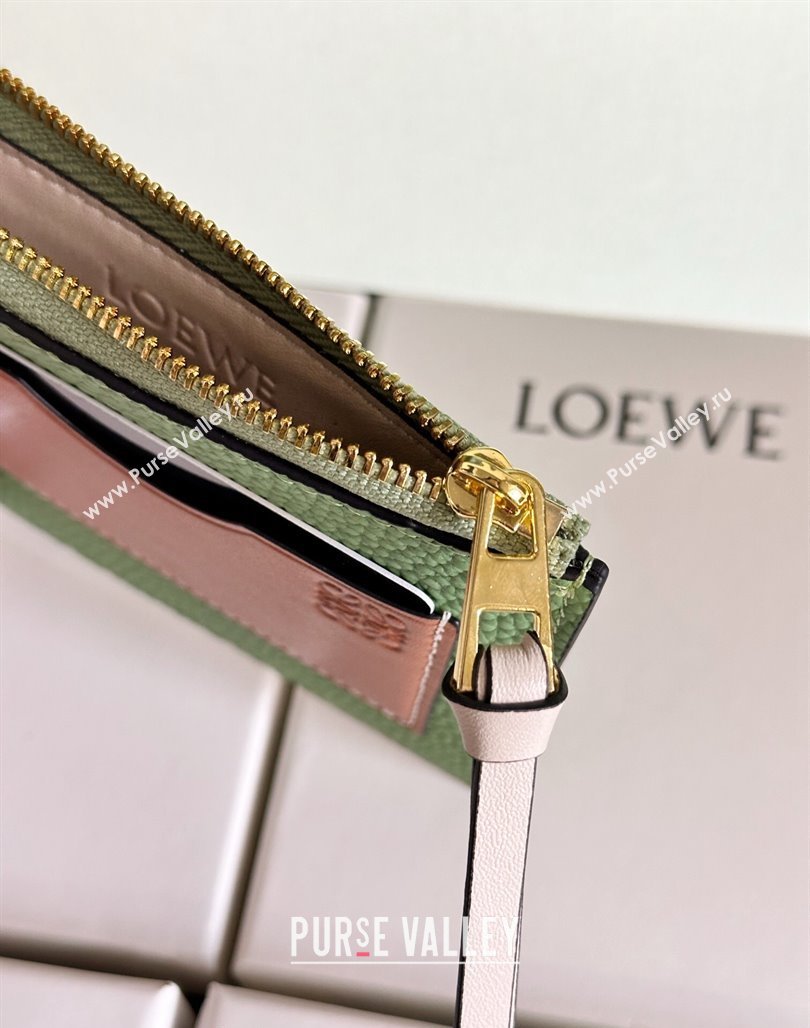 Loewe Large Coin Card Holder in Soft Grained Leather Green 2024 0402 (HY-240402130)