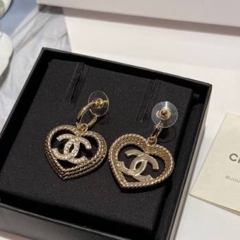 Chanel Heart Short Earrings with Chain 2024 0409 (YF-240409046)