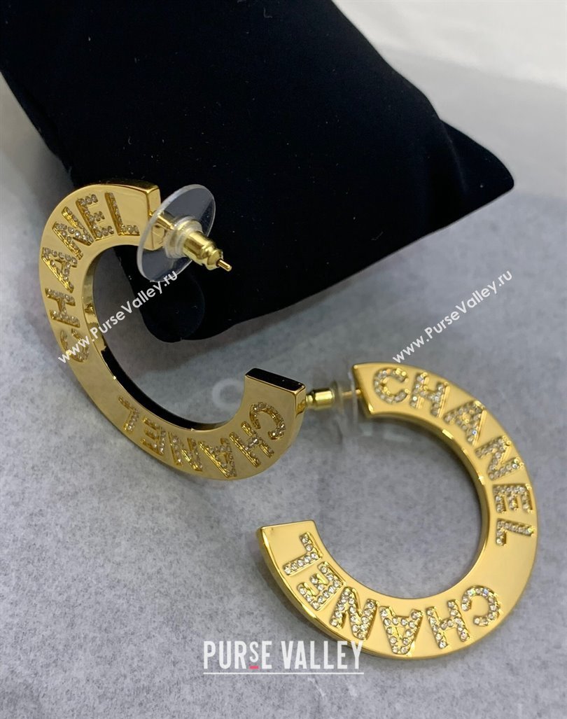 Chanel Crystals Hoop Earrings Gold 2024 040801 (YF-240408137)