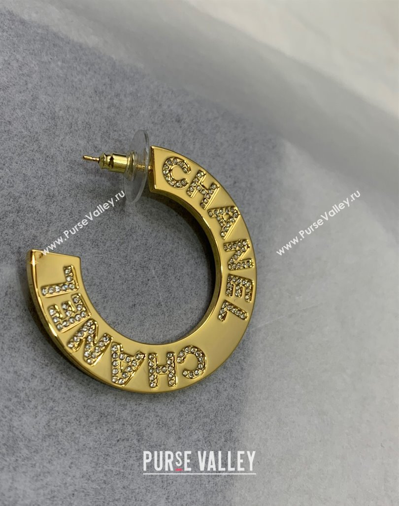 Chanel Crystals Hoop Earrings Gold 2024 040801 (YF-240408137)