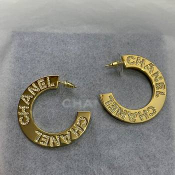 Chanel Crystals Hoop Earrings Gold 2024 040801 (YF-240408137)