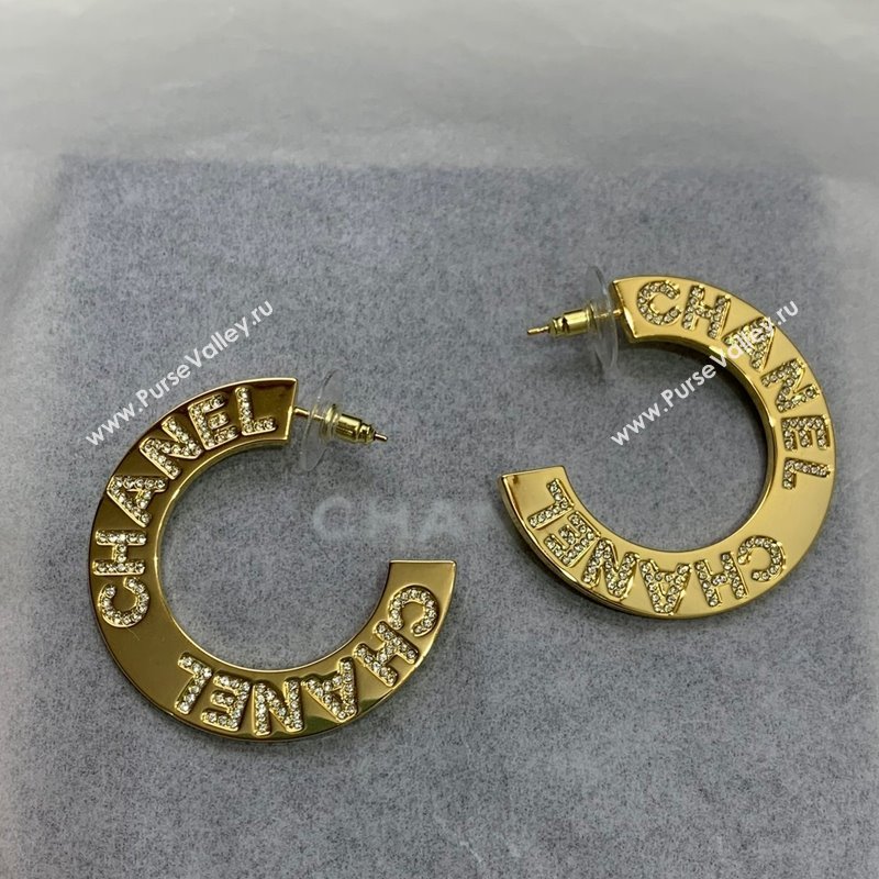 Chanel Crystals Hoop Earrings Gold 2024 040801 (YF-240408137)