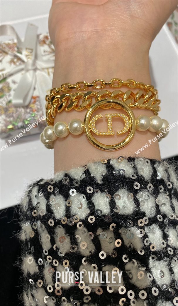 Dior CD Bracelet with Chain and Pearls 2024 0408 (YF-240408156)