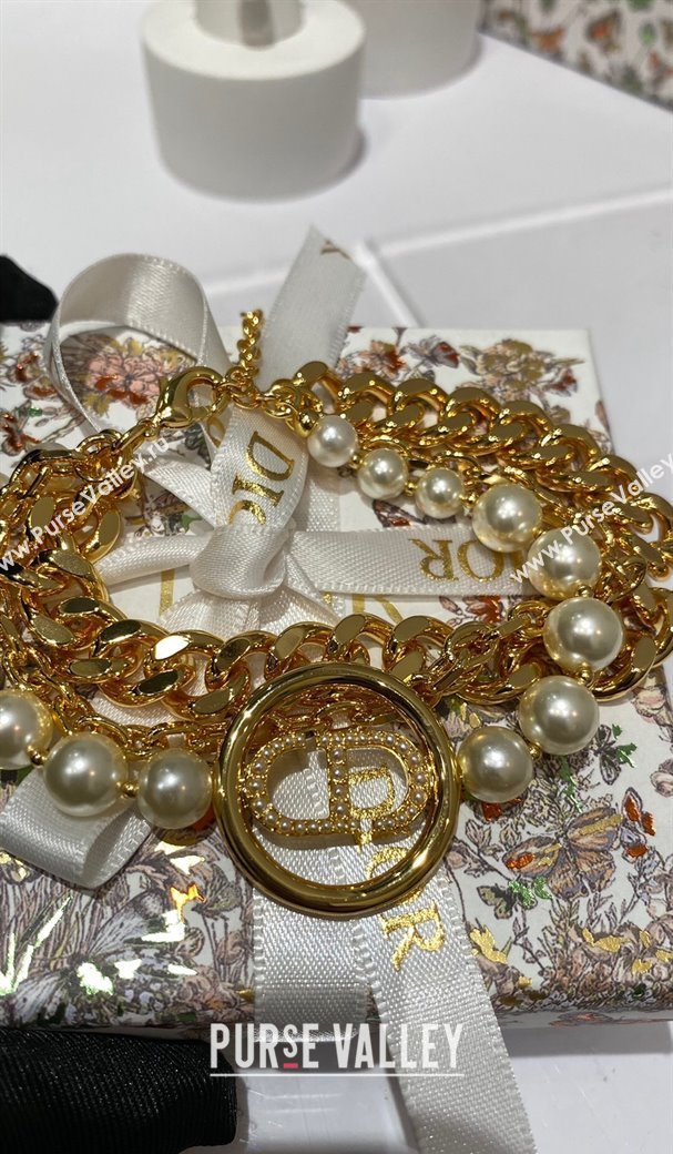 Dior CD Bracelet with Chain and Pearls 2024 0408 (YF-240408156)