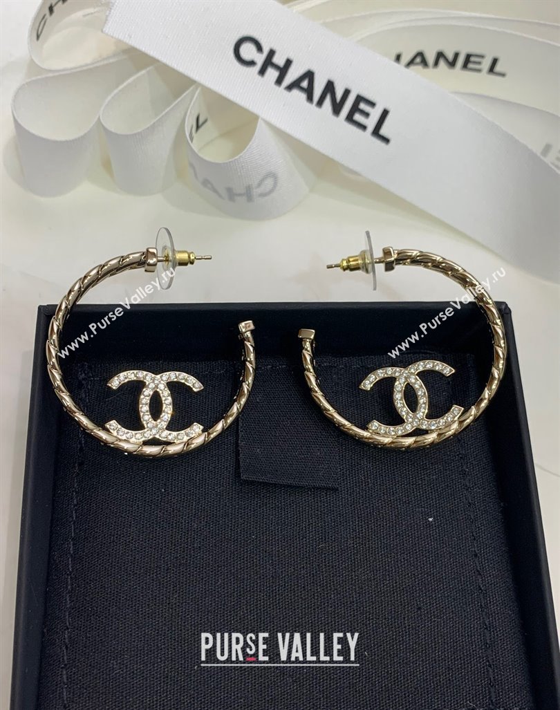 Chanel CC Hoop Earrings with Crystals 2024 0408 (YF-240408138)