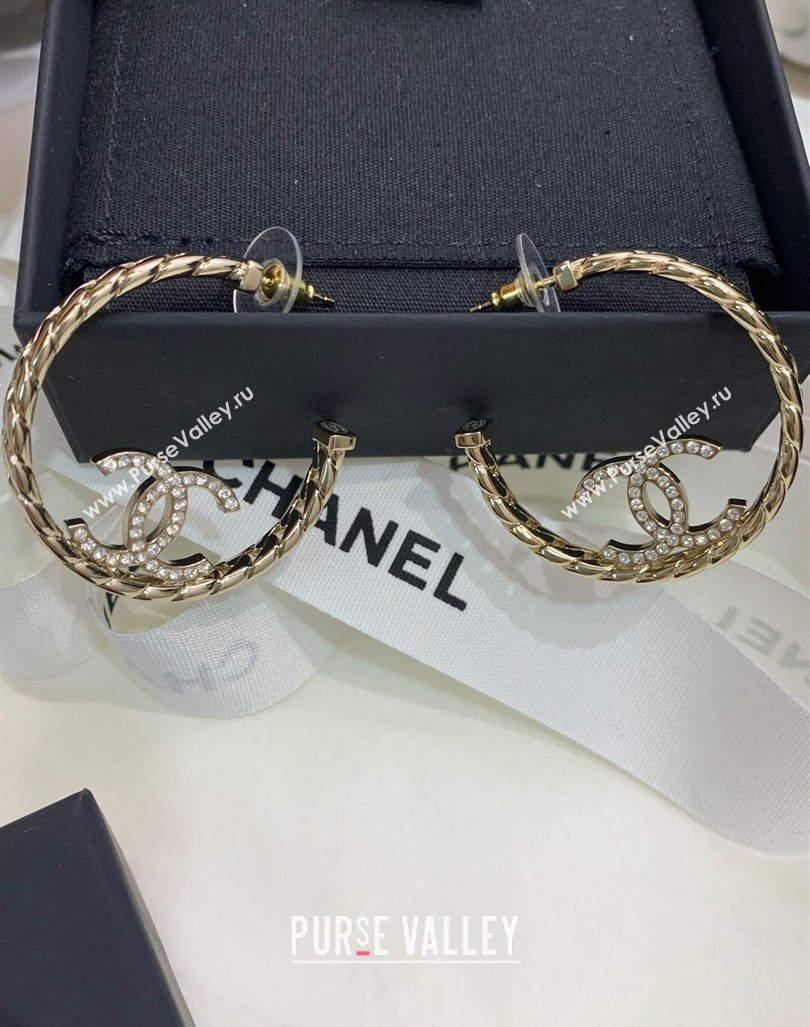 Chanel CC Hoop Earrings with Crystals 2024 0408 (YF-240408138)