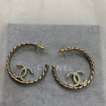 Chanel CC Hoop Earrings with Crystals 2024 0408 (YF-240408138)