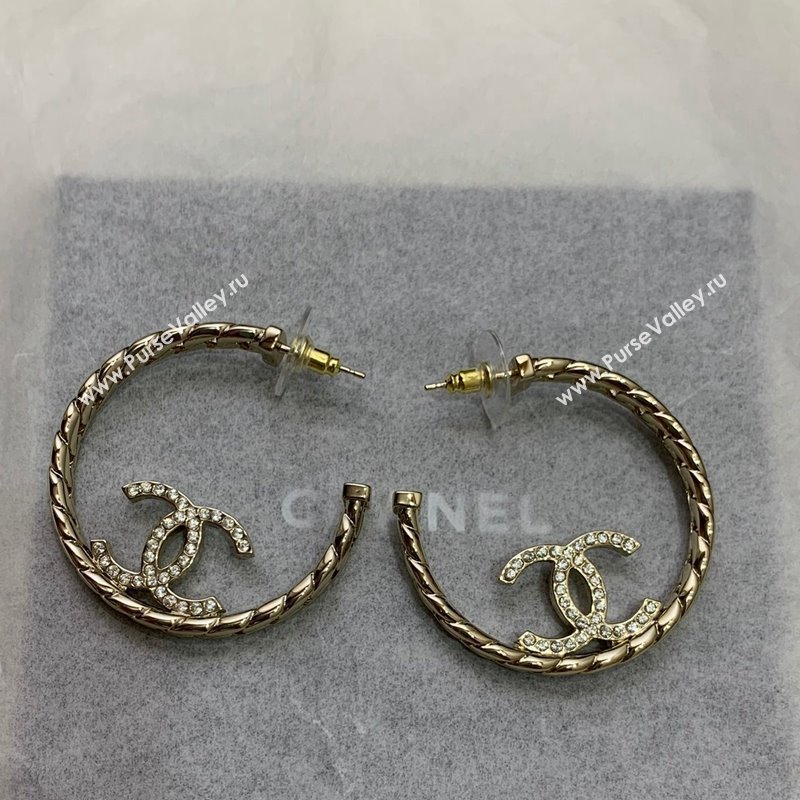 Chanel CC Hoop Earrings with Crystals 2024 0408 (YF-240408138)