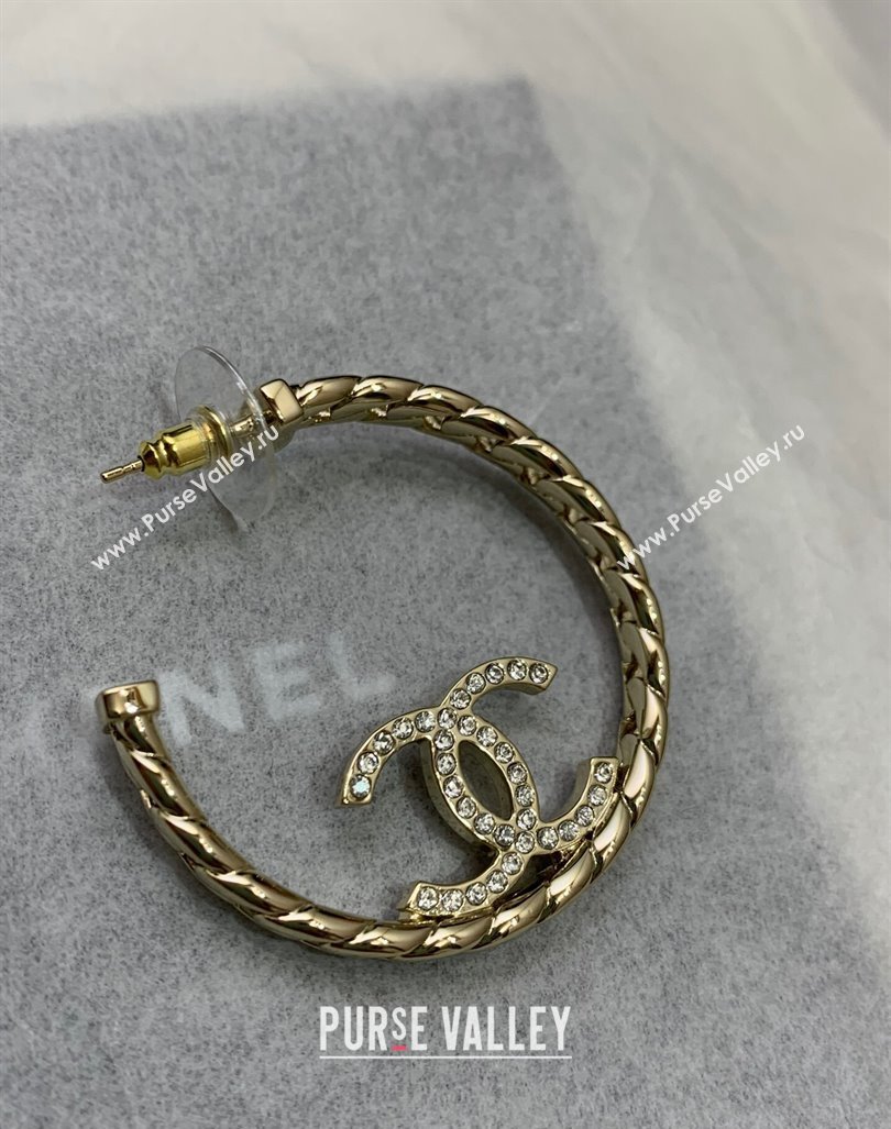 Chanel CC Hoop Earrings with Crystals 2024 0408 (YF-240408138)