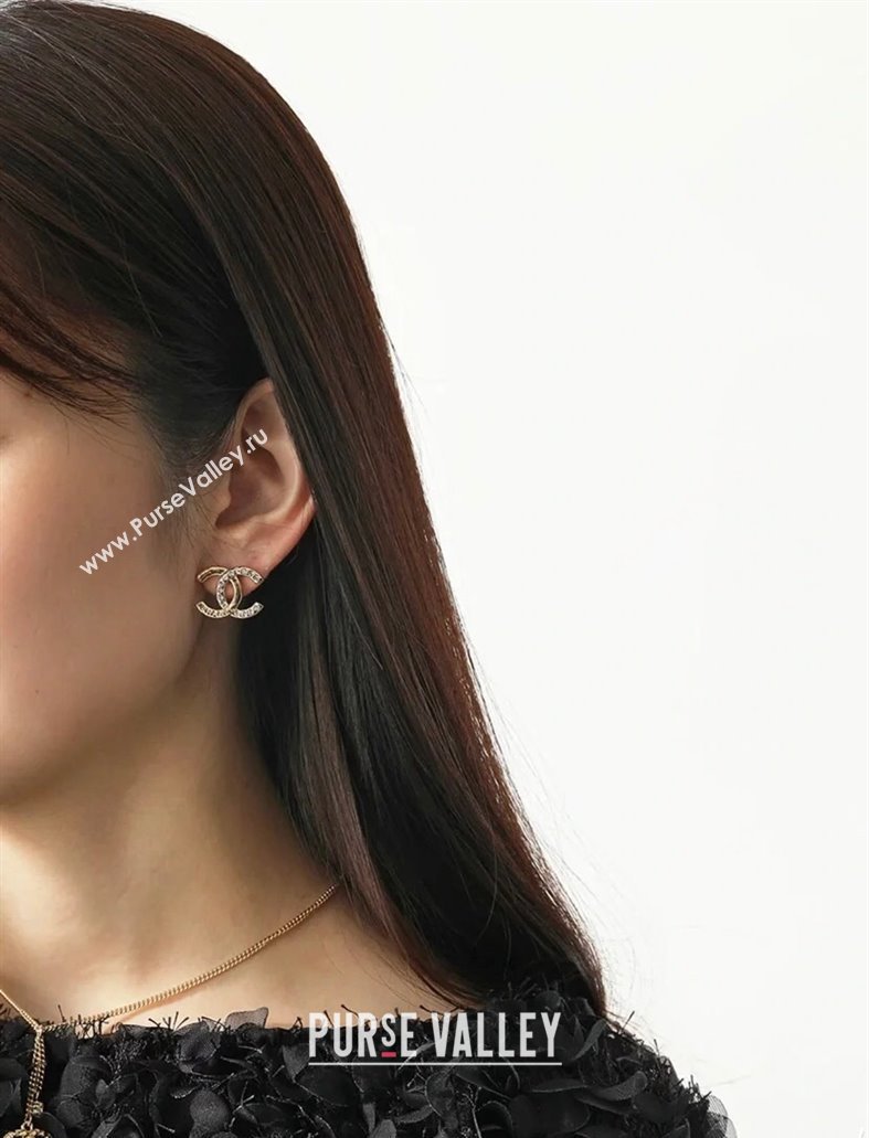 Chanel CC Stud Earrings with Crystals 2024 040901 (YF-240409019)