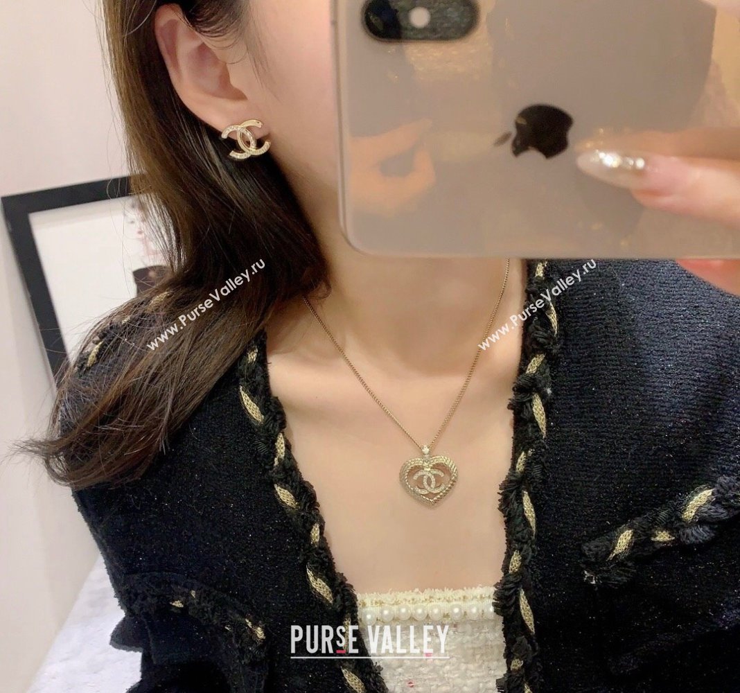 Chanel CC Stud Earrings with Crystals 2024 040901 (YF-240409019)