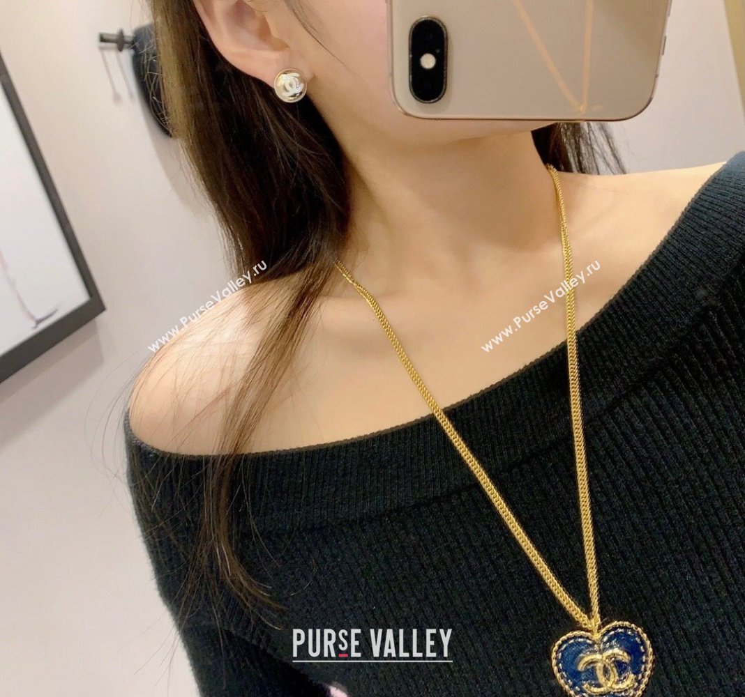 Chanel Heart Pendant Necklace Denim Blue 2024 0409 (YF-240409020)