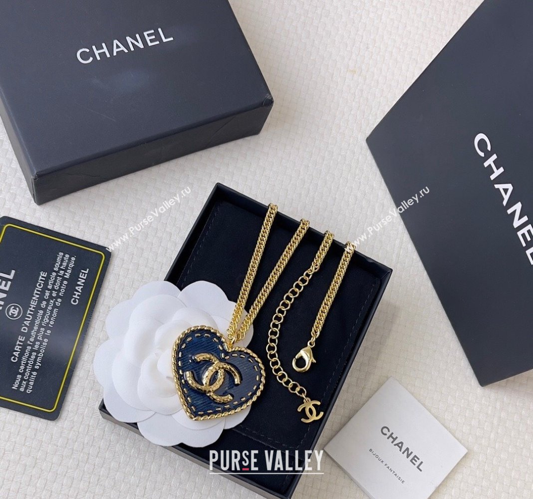 Chanel Heart Pendant Necklace Denim Blue 2024 0409 (YF-240409020)