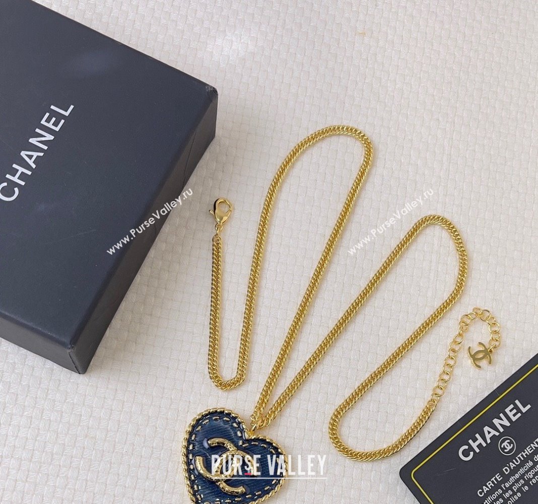 Chanel Heart Pendant Necklace Denim Blue 2024 0409 (YF-240409020)