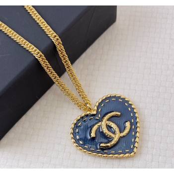 Chanel Heart Pendant Necklace Denim Blue 2024 0409 (YF-240409020)