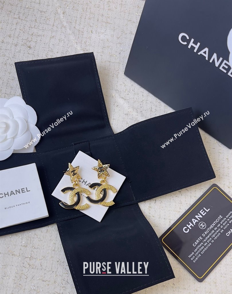 Chanel Star CC Earrings Black/Gold 2024 0409 (YF-240409037)