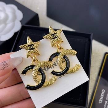 Chanel Star CC Earrings Black/Gold 2024 0409 (YF-240409037)