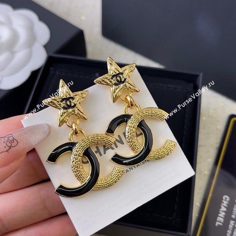 Chanel Star CC Earrings Black/Gold 2024 0409 (YF-240409037)