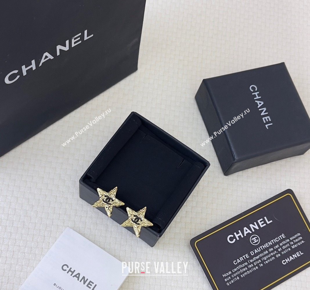 Chanel Star Stud Earrings Black/Gold 2024 0409 (YF-240409038)