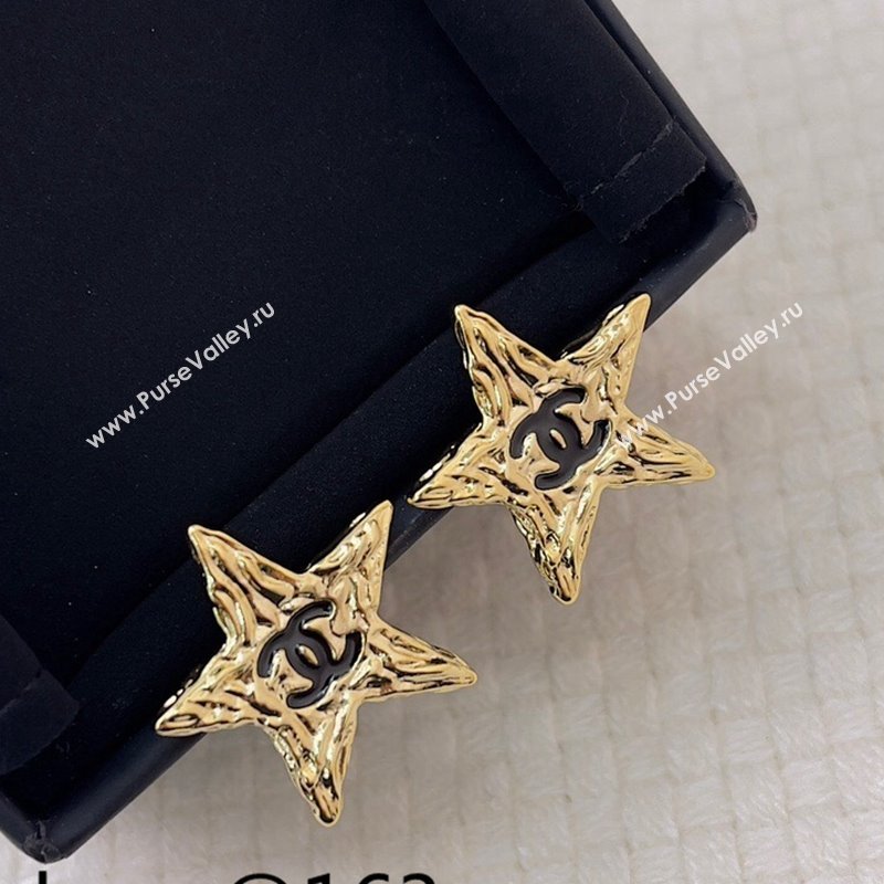 Chanel Star Stud Earrings Black/Gold 2024 0409 (YF-240409038)