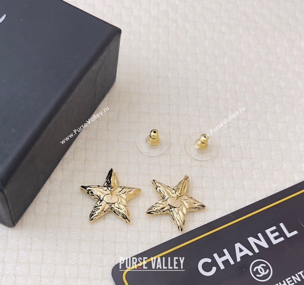 Chanel Star Stud Earrings Black/Gold 2024 0409 (YF-240409038)