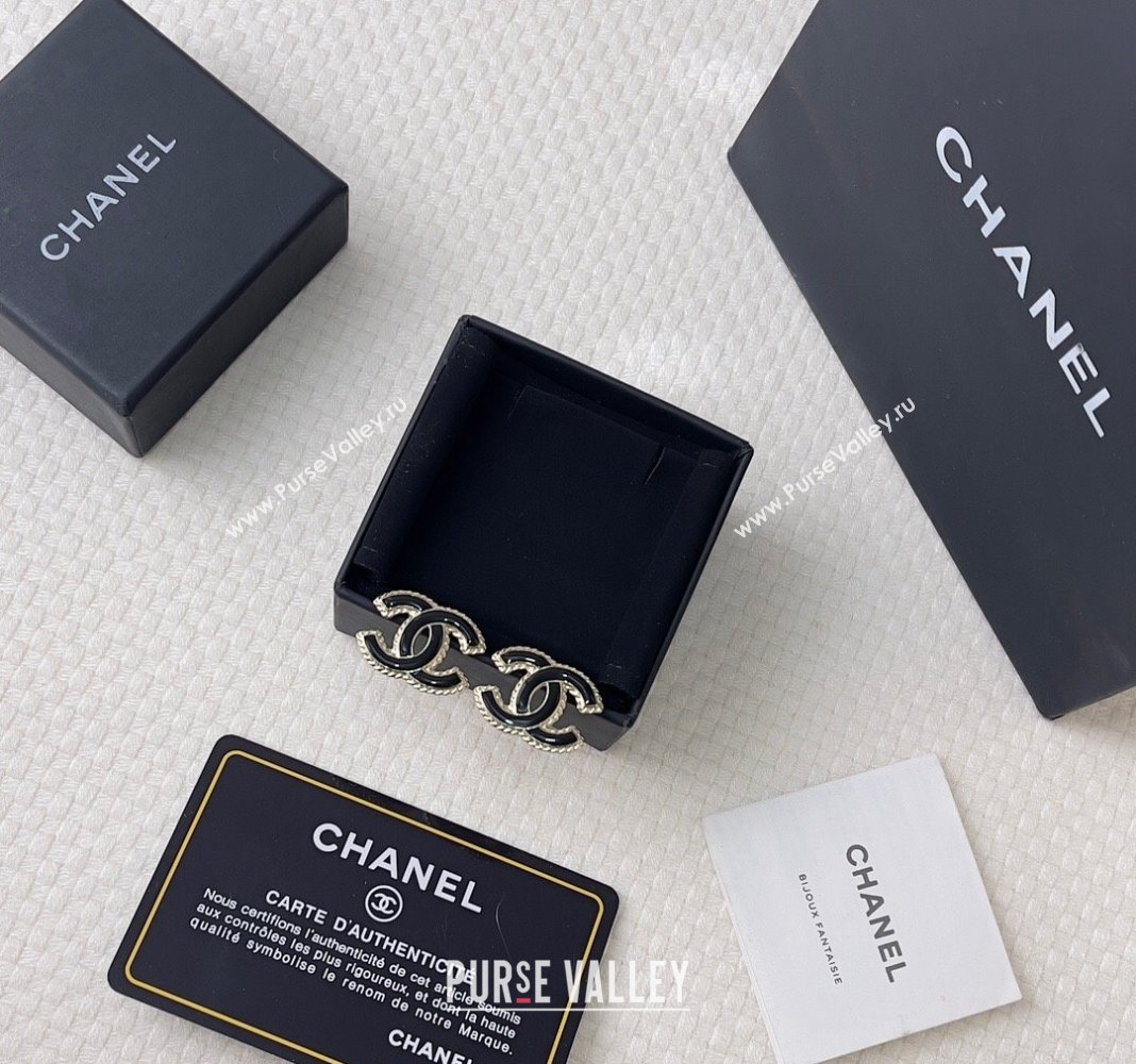 Chanel CC Stud Earrings Black/Gold 2024 040901 (YF-240409039)
