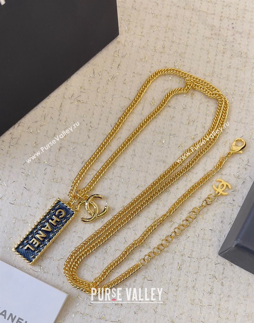 Chanel Long Pendant Necklace Denim Blue 2024 0409 (YF-240409043)